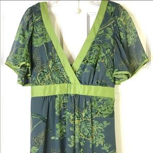JONATHAN MARTIN Boho Floral Dress Green Sz 12.